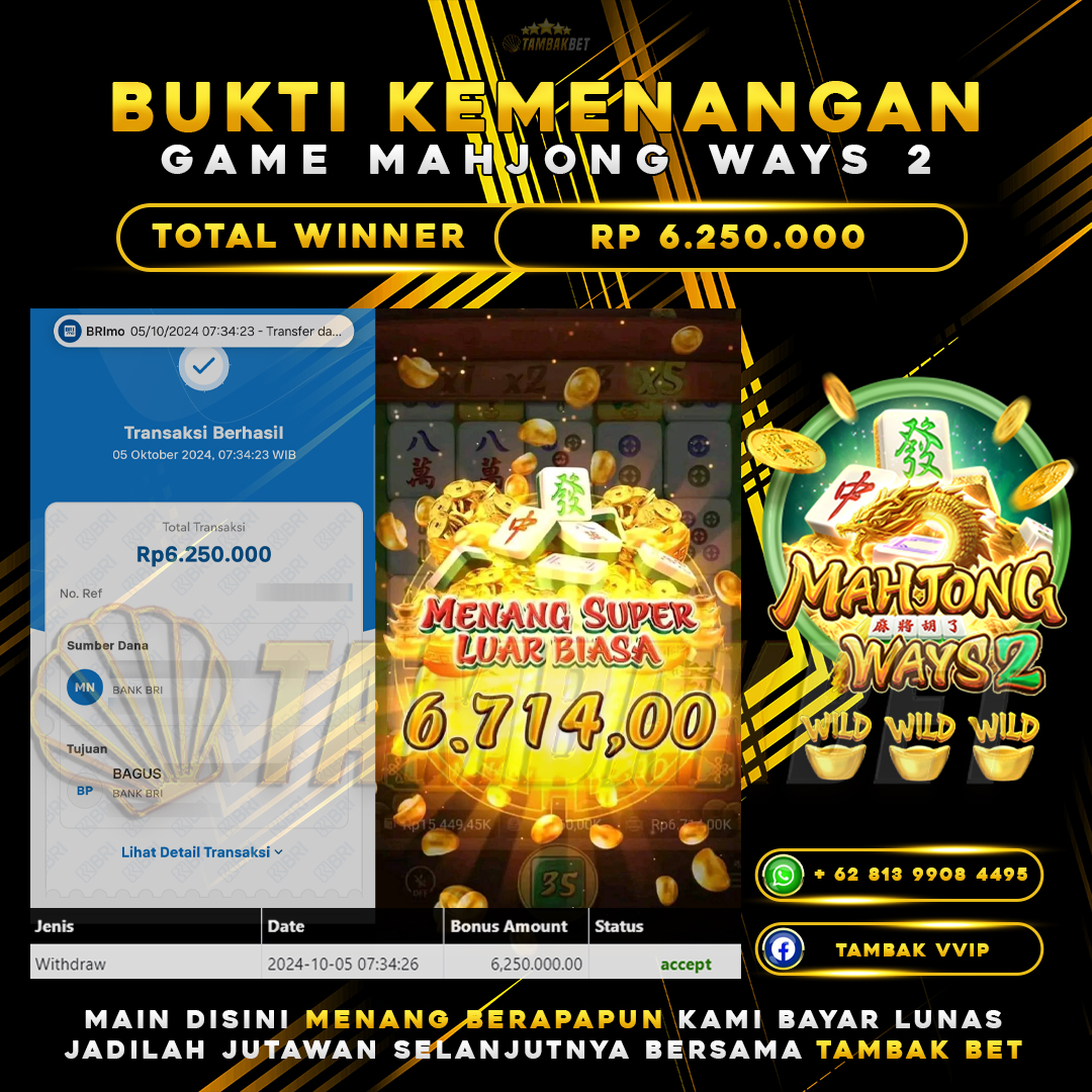 BUKTI JACKPOT SLOT MAHJONG WAYS 2 DI TAMBAKBET